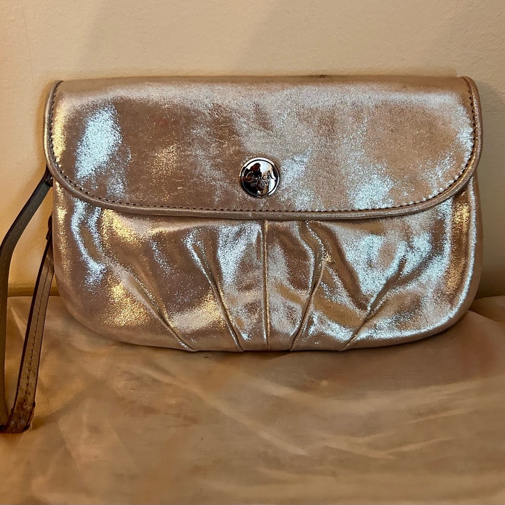 Coach Metallic Gold  Wristlet Clutch